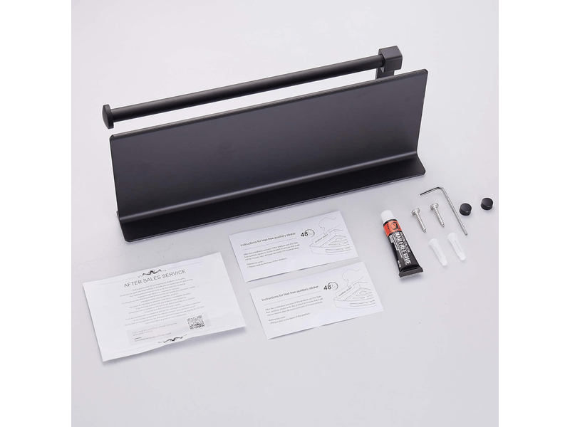  Porte-papier toilette, porte-serviettes en papier, accessoires de cuisine, aluminium mat, porte-papier de cuisine sans perforation, noir  - Conforama E