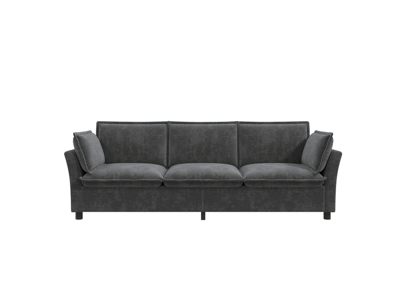  Canapé modulable 3 places 220x81x87 cm avec assise moelleuse et coussins d’accoudoir, pour salon et appartement, tissu chenille gris OPULERANE TRADING LTD - Conforama A