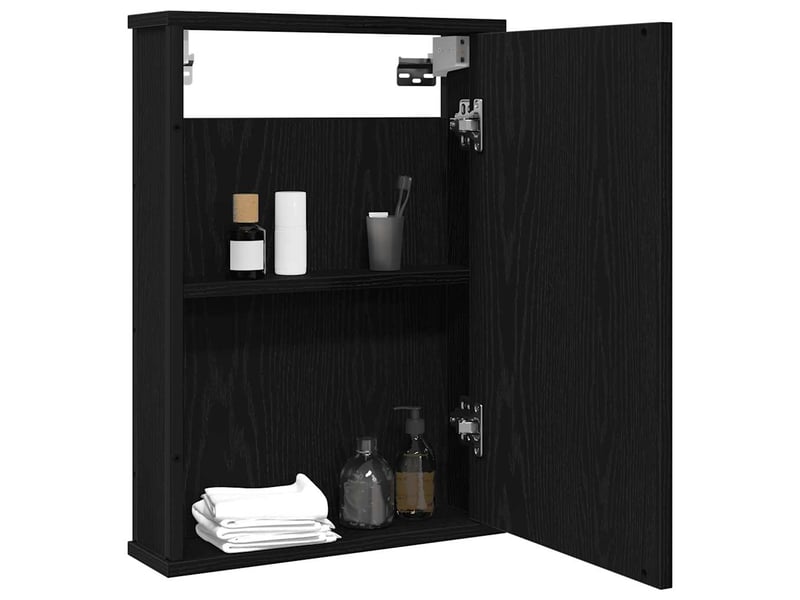  Armoire à miroir de salle de bain chêne noir bois ingénierie  - Conforama C