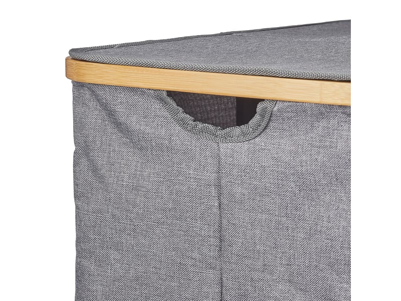  Panier à linge double compartiments pliable 74 litres pratique avec couvercle design moderne en tissu gris 13_0007571  - Conforama D