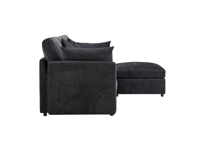  Canapé d'angle, canapé convertible, 3 places, en chenille, gris, avec pouf, pour salon, bureau, appartement  - Conforama B