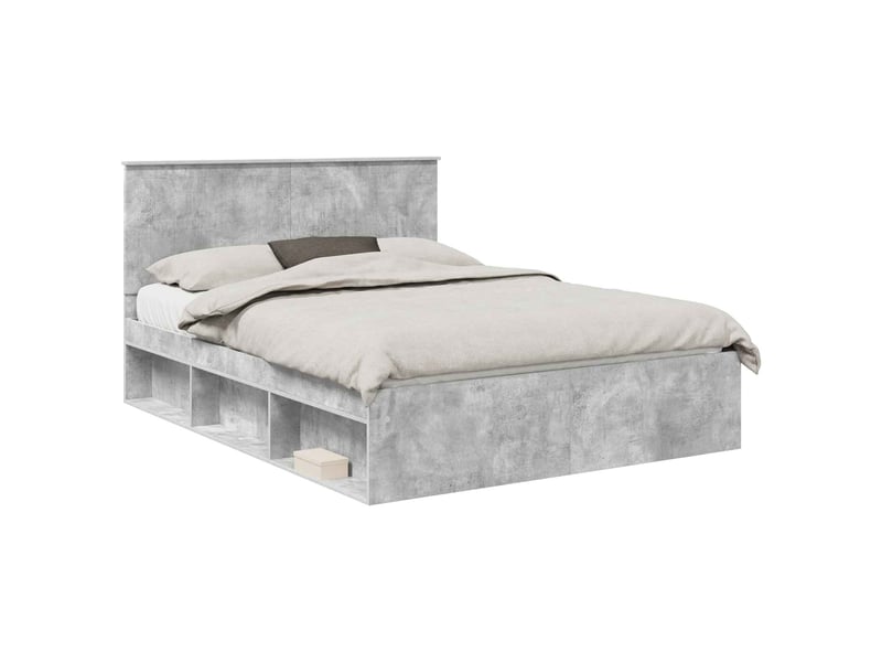  Lit double- lit adulte -  cadre de lit gris béton 150 x 200 cm bois de pin massif  - Conforama A