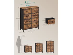 Commode de rangement 30 x 76,7 x 95,2 cm capacité 30 kg design rustique contemporain en mdf marron 12_0012444