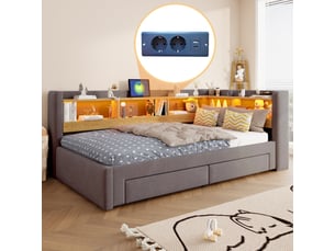 Lit gigogne 90x200 cm <strong></strong> <strong></strong> coloris gris