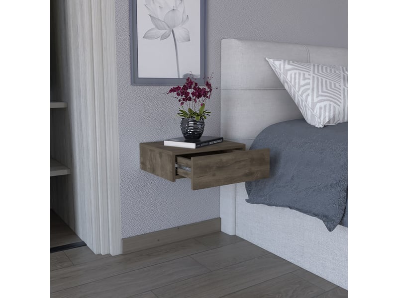  Table de chevet suspendue milano de 40 cm avec 1 tiroir, chêne foncé  - Conforama C
