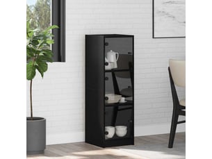 Buffet - haut armoire chêne noir 35 x 37 x 109 cm bois d'ingénierie