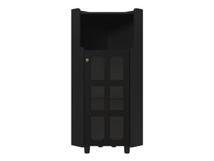 Meuble d'angle avec led - 63.5x124cm - armoire de coin autoportante avec porte en verre flûté et rangement en bois mdf - noir