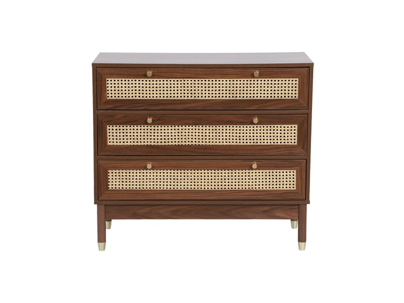  Commode décor bois et cannage 3 tiroirs teinte noyer - judith  - Conforama B