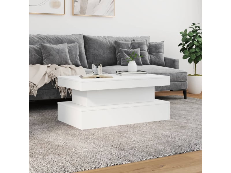  Table basse - table de salon - table à thé avec lumières led blanc 90x50x40 cm  - Conforama D