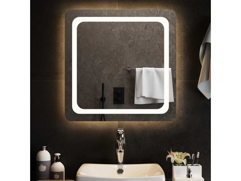 Miroir de salle de bain, miroir de toilette led transparent 60 x 60 cm verre trempé cf62597  - Conforama C