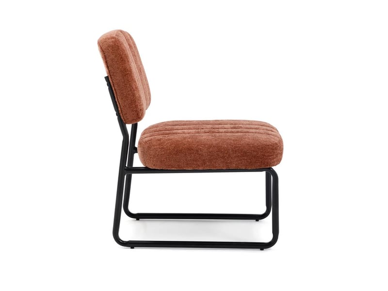  Fauteuil terracotta rembourré pieds métal noir et tissu chenille - paola PAOLA - Conforama E