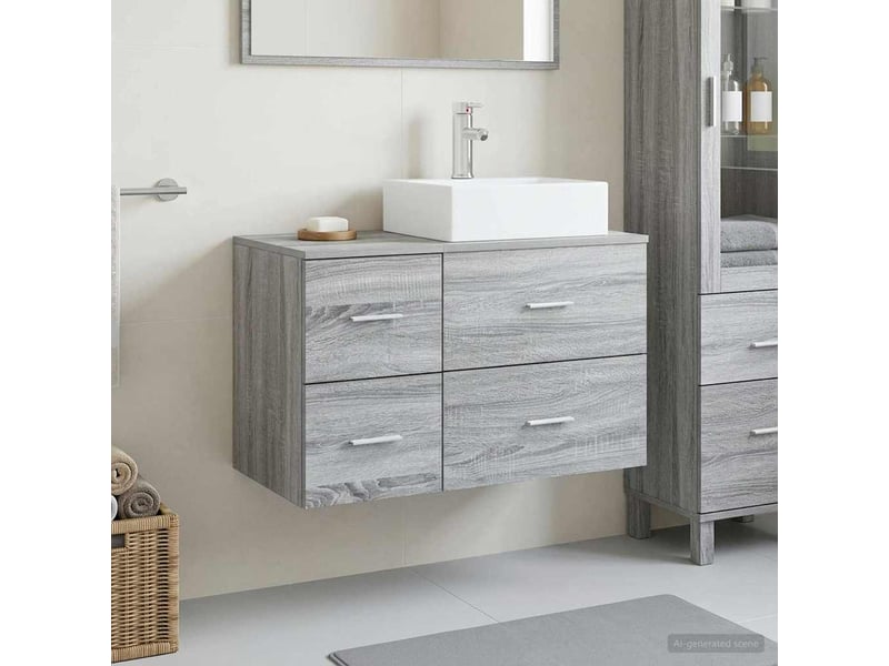 Ensemble de mobilier de salle de bain 2 pc sonoma gris cf64185 - Conforama B