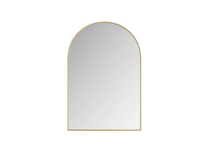 Armoire de toilette miroir arquée 91x61x12 cm, murale ou encastrable, 2 tablettes en verre, métal doré