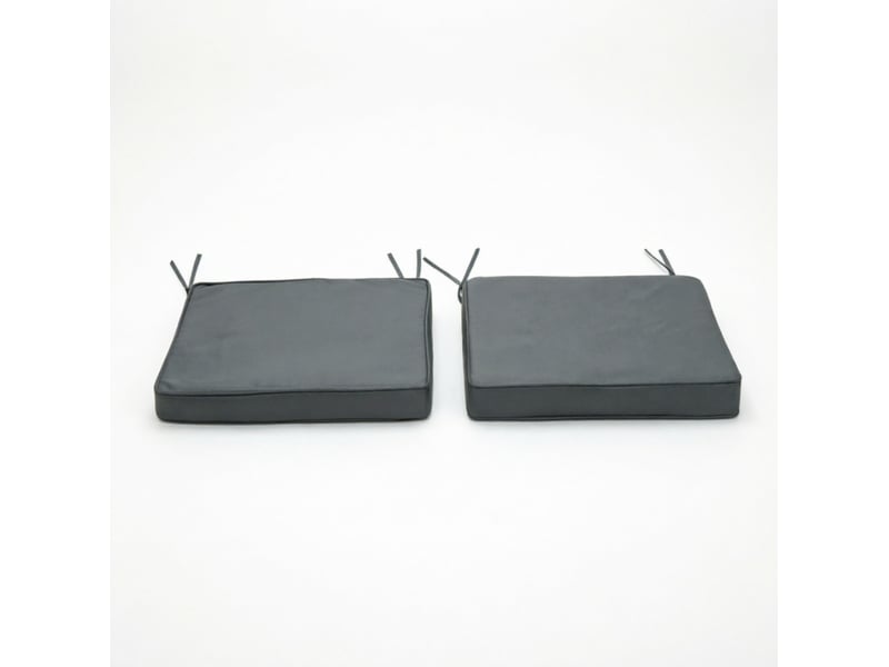  Lot de 2 coussins de chaise de jardin gris foncé 45 x 45 x 5 cm en polyester, pour l'intérieur et l'extérieur  - Conforama A