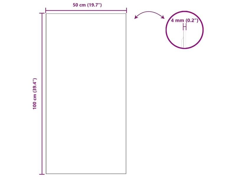  Miroir mural rectangulaire 50 x 100 cm verre trempé cf62866  - Conforama E