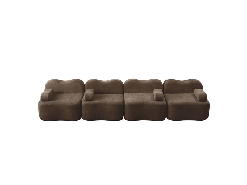  Canapé modulable forme ondulée mousse haute densité 32d assise profonde coussin d'accoudoir mobile brun  - Conforama A