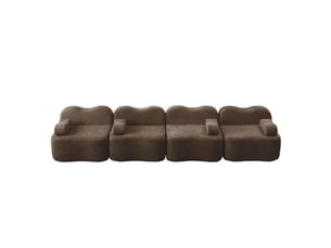 Canapé modulable forme ondulée mousse haute densité 32d assise profonde coussin d'accoudoir mobile brun