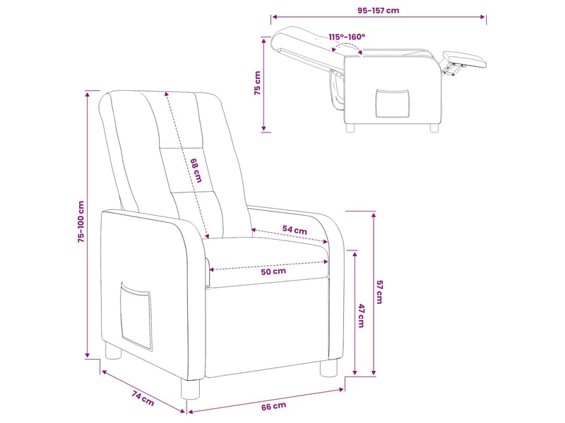  Vidaxl fauteuil inclinable bordeaux tissu  - Conforama C