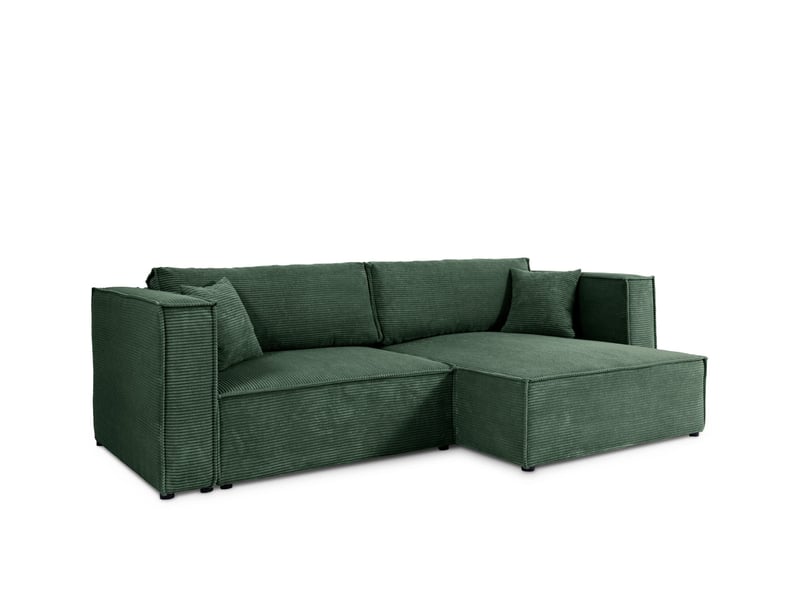  Canapé d'angle convertible en velours côtelé keymon vert  - Conforama A