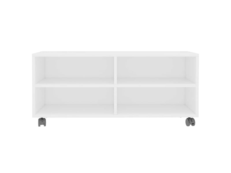 Meuble tv - banc tv - meuble de rangement avec roulettes blanc 90x35x35 cm bois d'ingénierie  - Conforama D