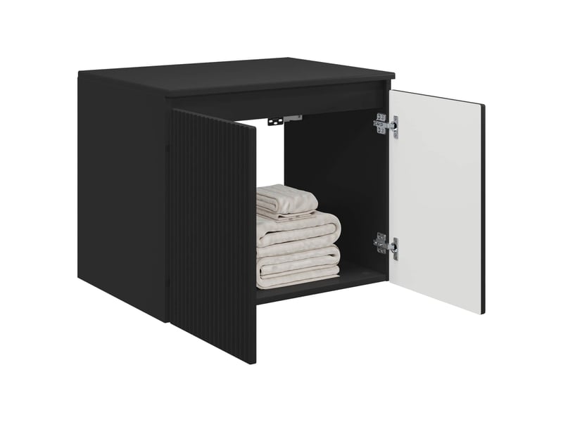  Cabinet salle de bain mural, meuble de rangement noir 62.5x44.5x50 cm  - Conforama C