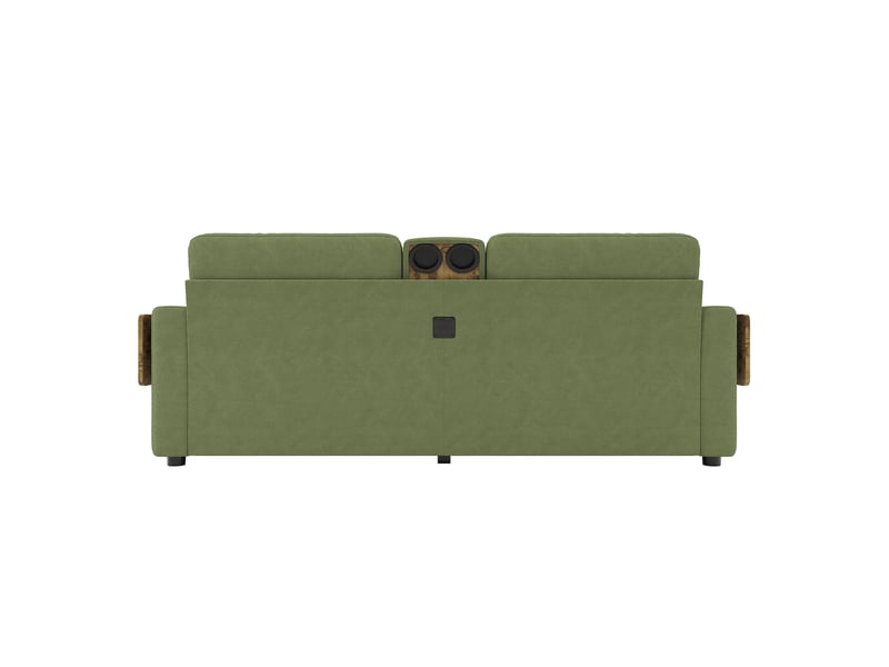  Canapé droit 2 places en chenille vert avec 2 tiroirs et tablettes, 178 cm Fay Lum - Conforama W