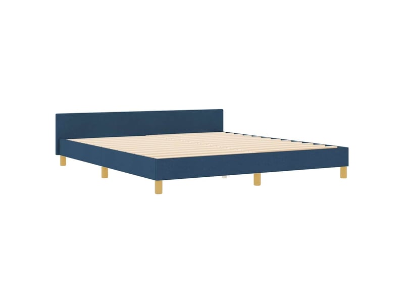  Lit double | lit adulte | cadre de lit avec tête de lit bleu 180x200 cm tissu  - Conforama E