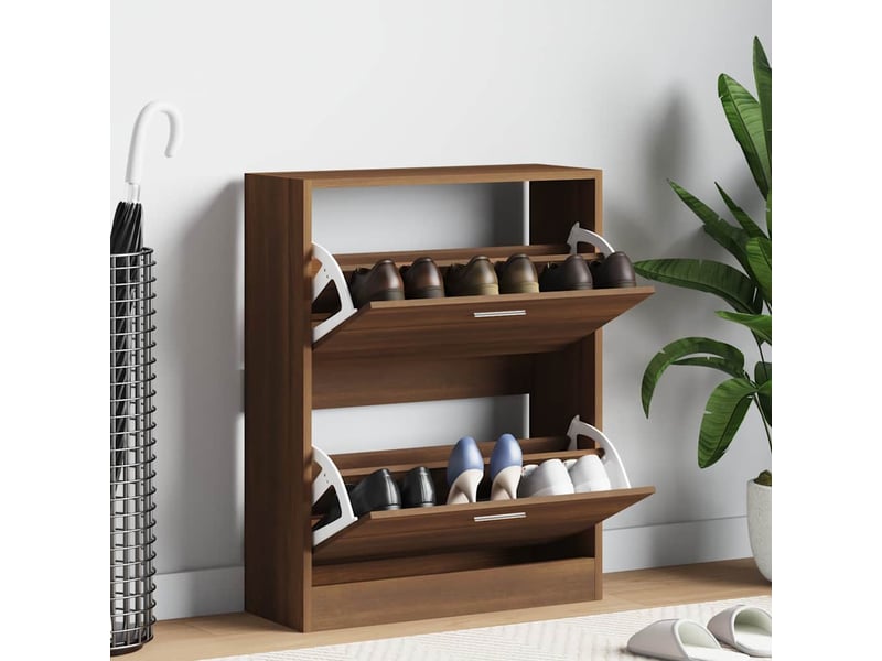  Meuble à chaussure | armoire à chaussures chêne marron 63x24x81 cm bois d'ingénierie  - Conforama B