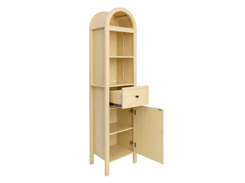  Colonne salle de bain noyer 40 × 30 × 163 cm, led, porte réversible, tiroir  - Conforama E
