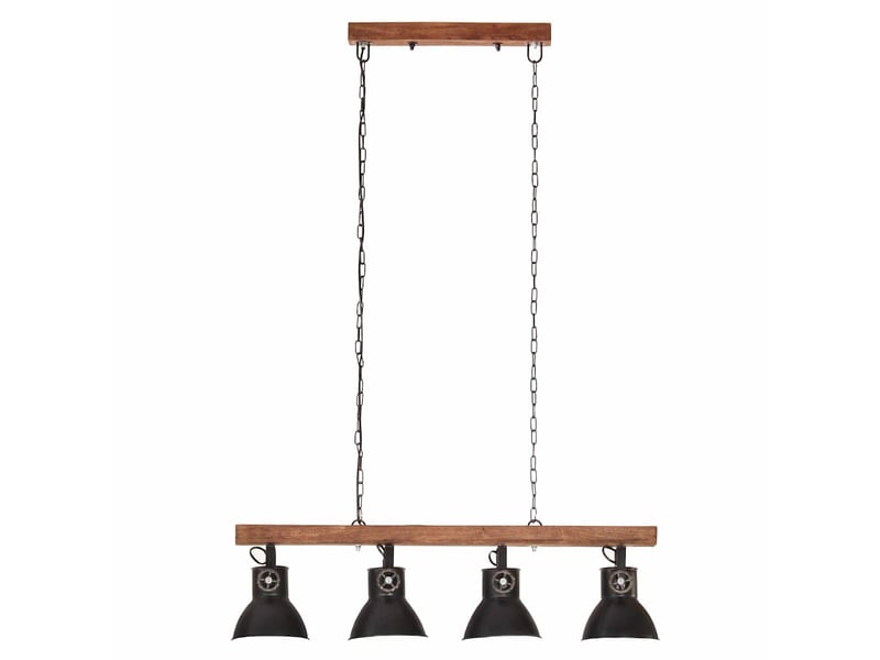  Plafonnier industriel, lampe plafond noir e27 bois de manguier  - Conforama D