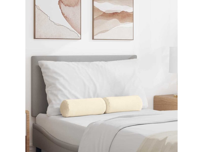  Lot de 2 coussins d'accent, coussins décoratifs, coussins lombaires crème ø 15 x 40 cm cf56723  - Conforama B
