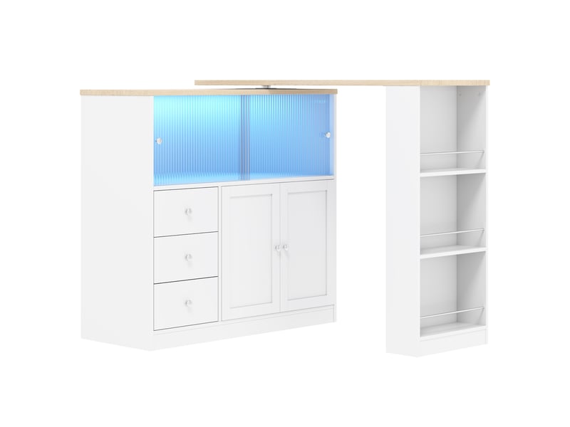  Îlot de cuisine extensible avec 3 tiroirs 172x40x96 cm en mdf blanc  - Conforama E