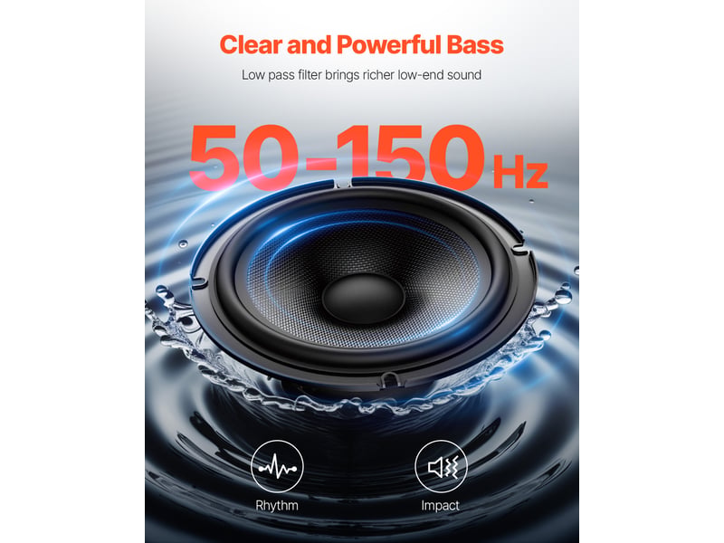  Vevor caisson basses voiture 300 w, 254 mm, ampli intégré, contrôleur volume.  - Conforama D