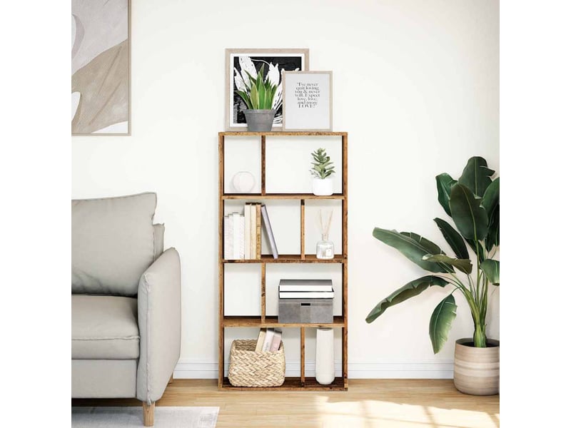 Bibliothèque, meuble de rangement salon vieux bois 60x20x120,5 cm bois d'ingénierie - Conforama C