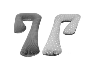 Coussin d'accouchement d'allaitement usages multiples étoiles blanches sur fond gris – gris