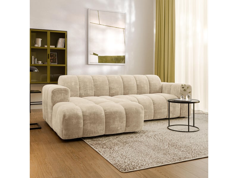 Canapé d'angle tisi, tissu chenille crème - Conforama B