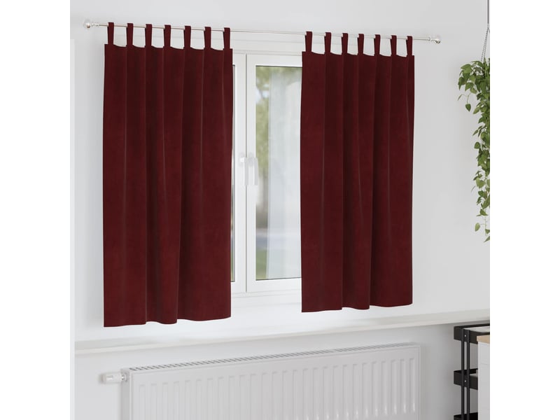 Lot de 2 rideaux, rideaux de fenêtre bordeaux 140 x 175 cm velours cf44004 - Conforama B