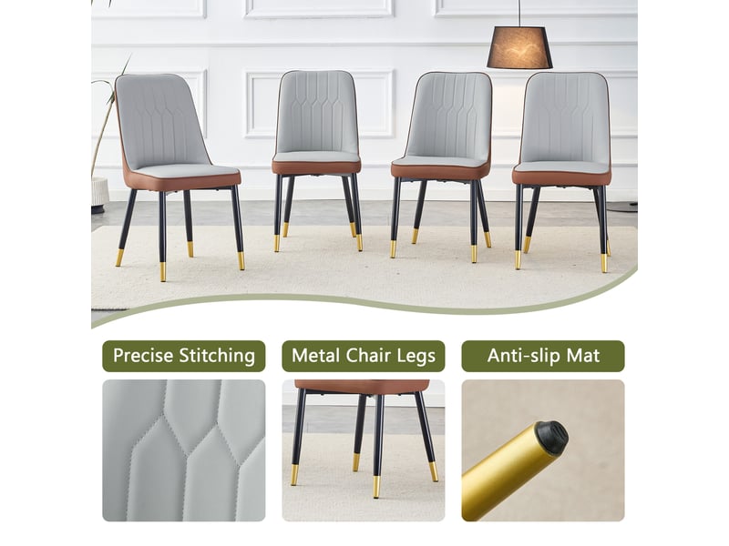  Lot de 2 chaises de salle à manger,43x41,5x89 cm,pu,gris clair et marron  - Conforama E