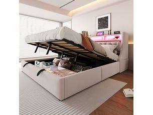 Lit coffre 180x200 cm WISHDOR   coloris beige