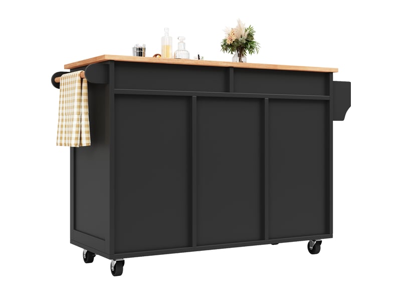 Desserte de cuisine en mdf 102 x 45 x 92 cm, roulettes verrouillables, noire  - Conforama A