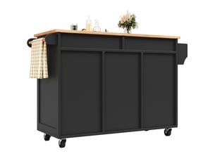 Desserte de cuisine en mdf 102 x 45 x 92 cm, roulettes verrouillables, noire
