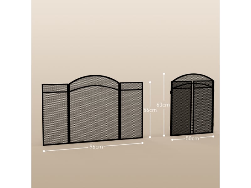  Pare-feu de cheminée noir en métal à 3 panneaux, pliable, 96x60 cm, protection du foyer  - Conforama C