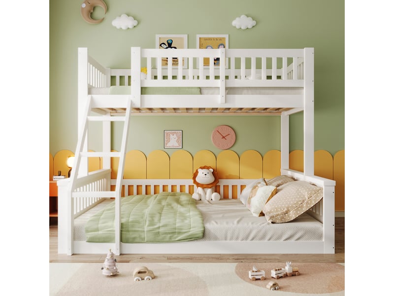  Lit superposé 140x200(90x200) cm coloris blanc pin lit enfant blanc - Conforama B
