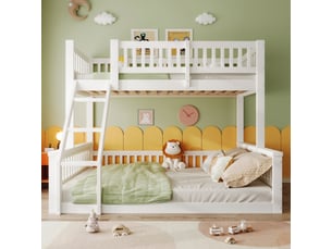 Lit superposé 140x200 cm <strong>MERAX</strong>  <strong>lit enfant blanc</strong> coloris blanc