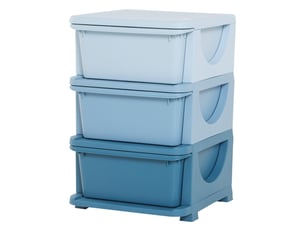 Organisateur de jouets pour enfants avec tiroirs à 3 niveaux, boîtes de rangement en plastique, bleu, 37 x 37 x 56,5 cm
