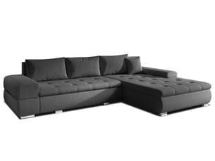 Canapé d'angle réversible convertible <strong>AX LIVING </strong> <strong>Sivaso</strong> 4 places Velours gris avec coffre de rangement