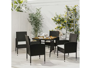 Ensemble à manger d'extérieur 5 pcs résine tressée noir
