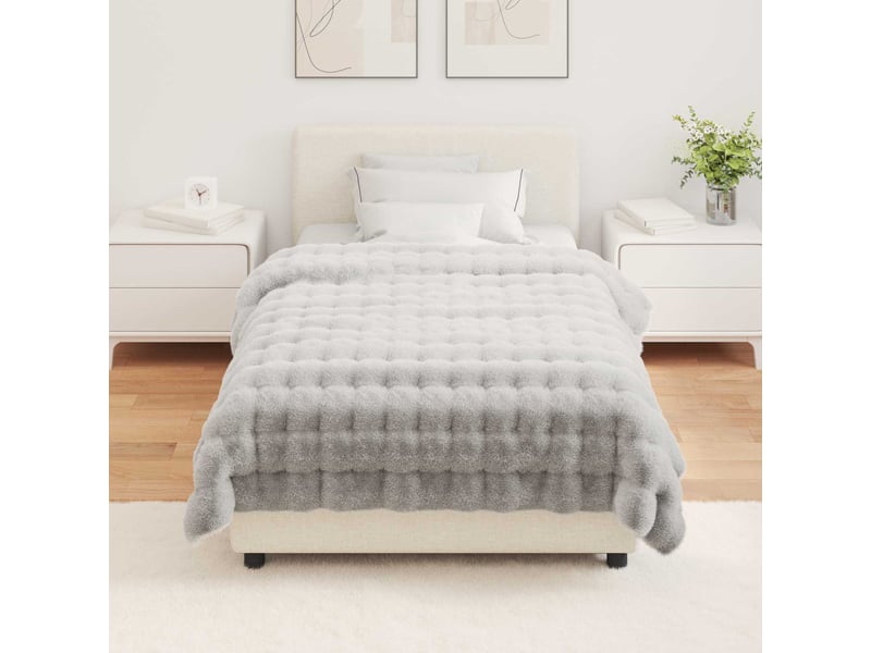  Couverture décorative, couverture antidérapante en fausse de lapin 4 pc gris shl37048  - Conforama D