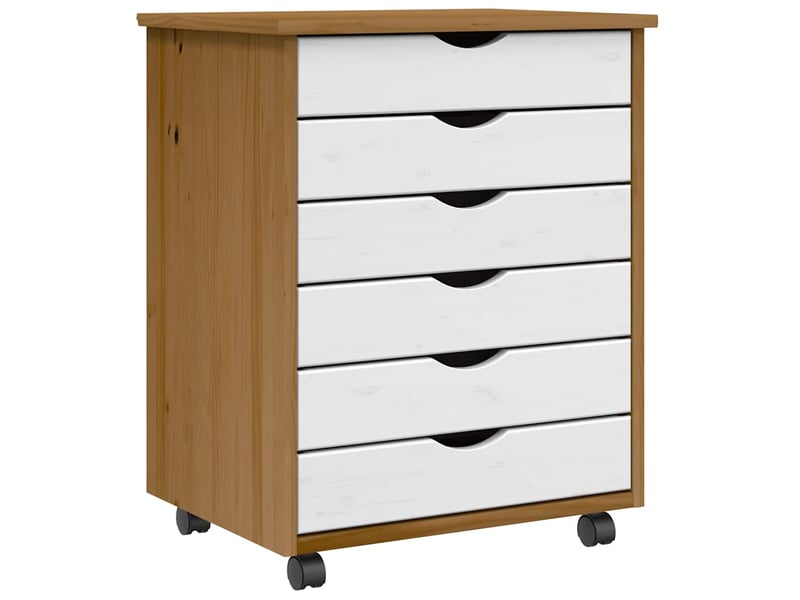  Armoire de rangement roulante avec tiroirs moss bois de pin marron miel shl8693  - Conforama A