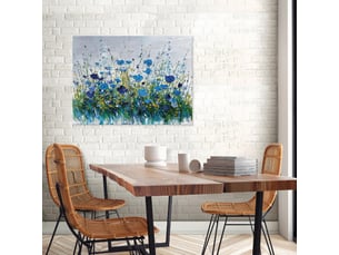 Tableau décoration murale impression sur toile fleurs aquarelle bleu - 100x70 cm - tableau décoration murale chambre et salon